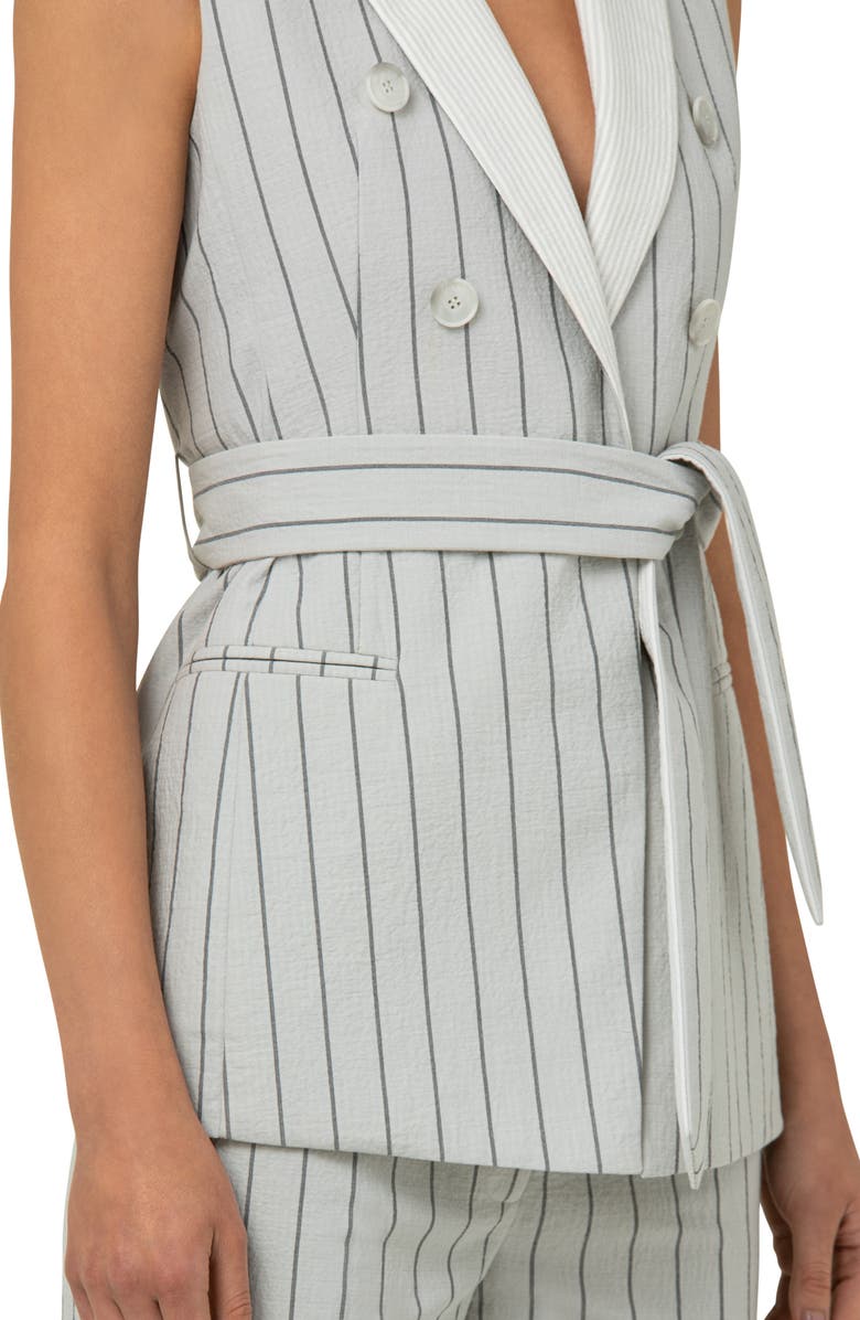 Akris Stripe Double Breasted Belted Vest, Alternate, color, 