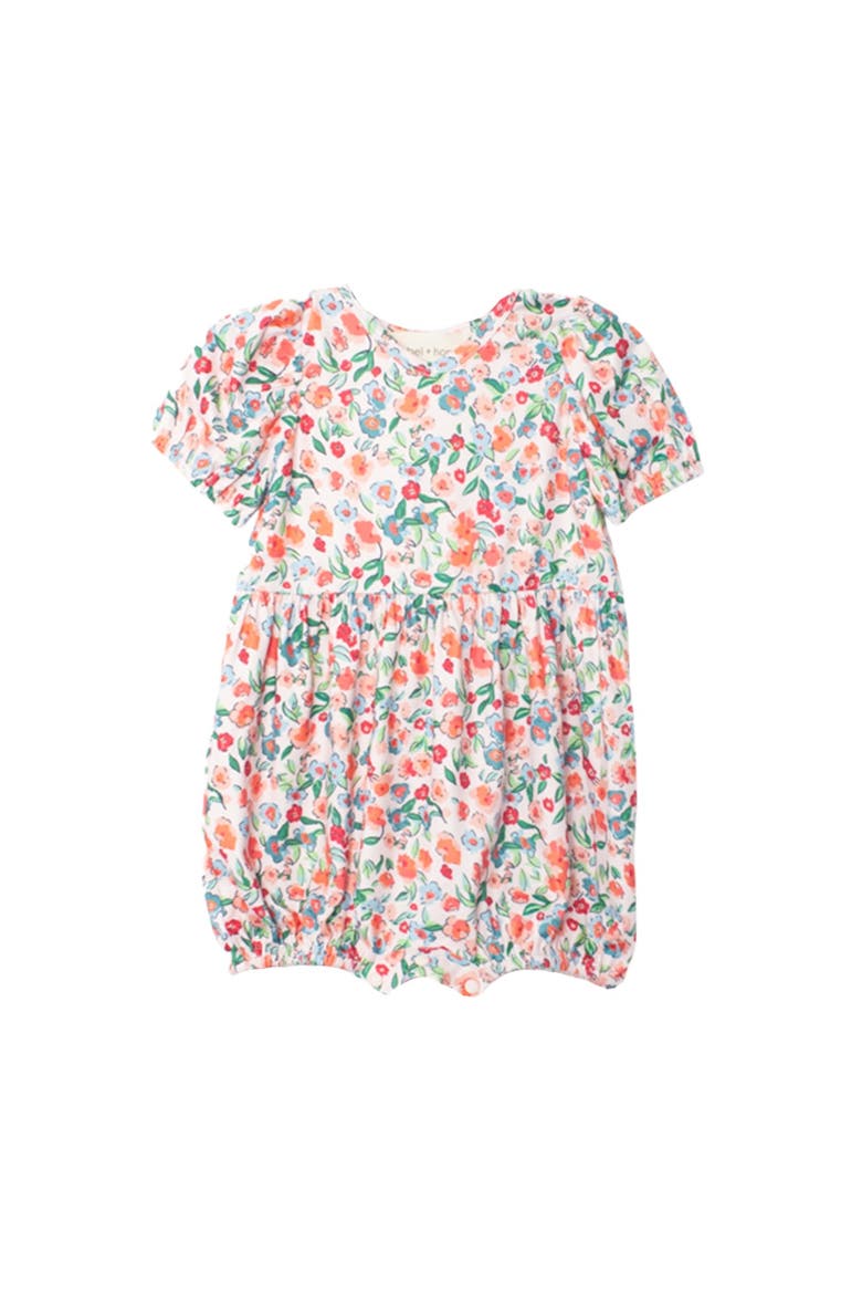 Florentine Short Gathered Sleeve Romper, Main, color, Orange
