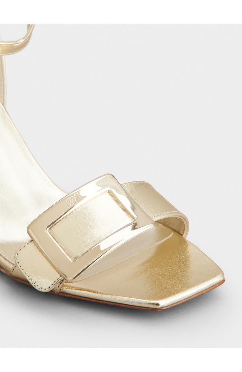 Roger Vivier Belle Vivier Metallic Ankle Strap Wedge Sandal, Alternate, color, Gold
