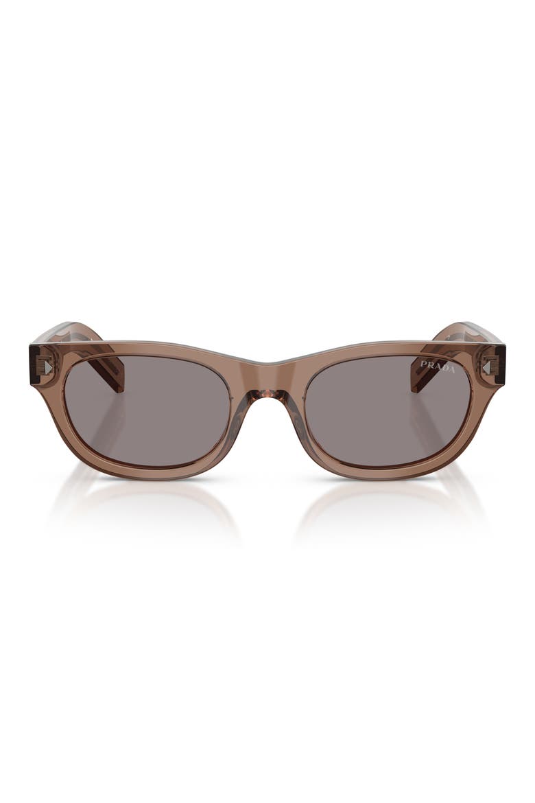 52mm Cat Eye Sunglasses, Main, color, TRANSPARENT CLAY / GREY