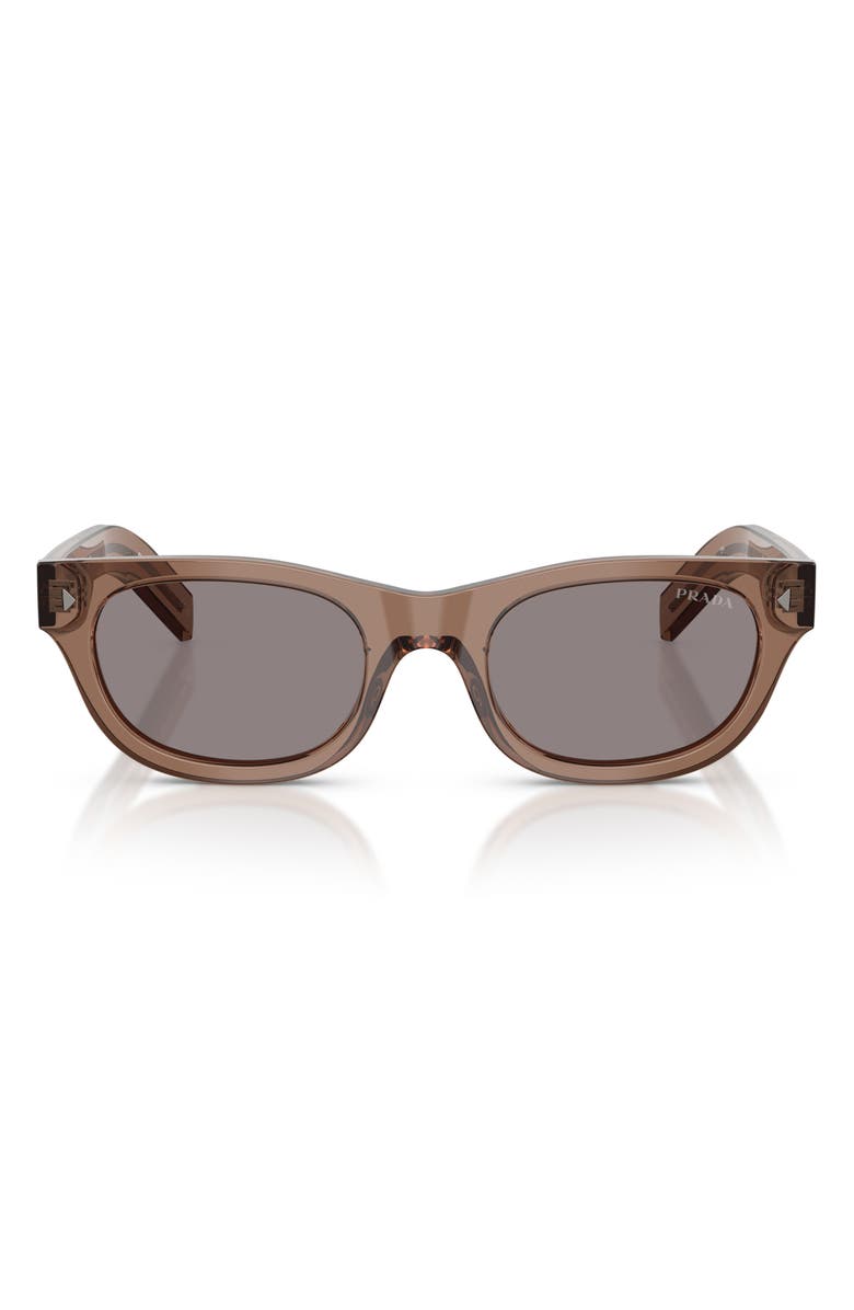 Prada 52mm Cat Eye Sunglasses, Main, color, Transparent Clay / Grey