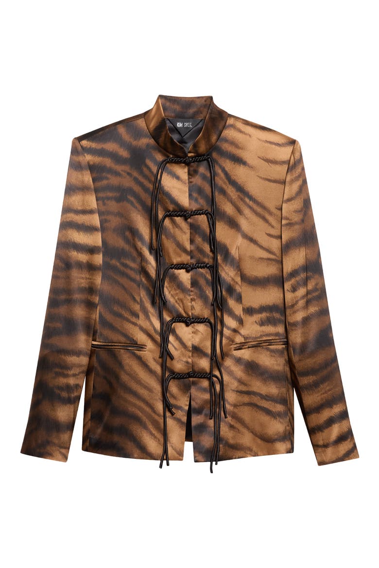 Chudeir Tiger Print Silk Blend Satin Jacket, Main, color, TIGER