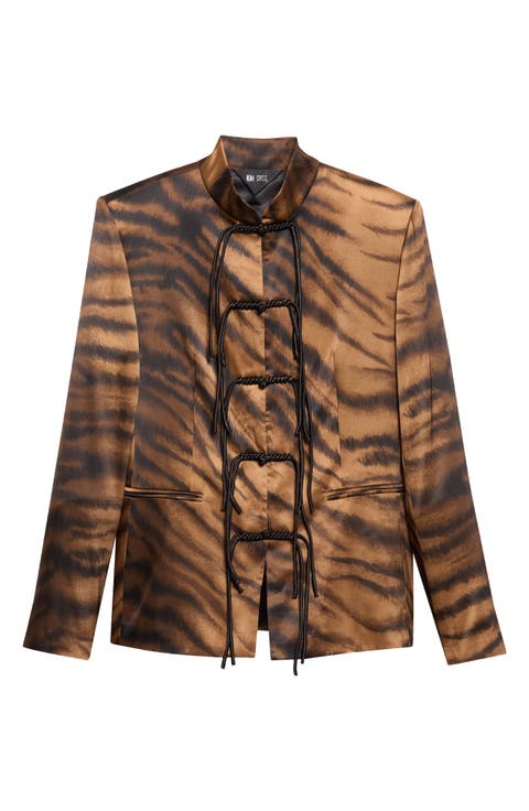 Chudeir Tiger Print Silk Blend Satin Jacket