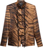 KIM SHUI Chudeir Tiger Print Silk Blend Satin Jacket