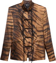 KIM SHUI Chudeir Tiger Print Silk Blend Satin Jacket