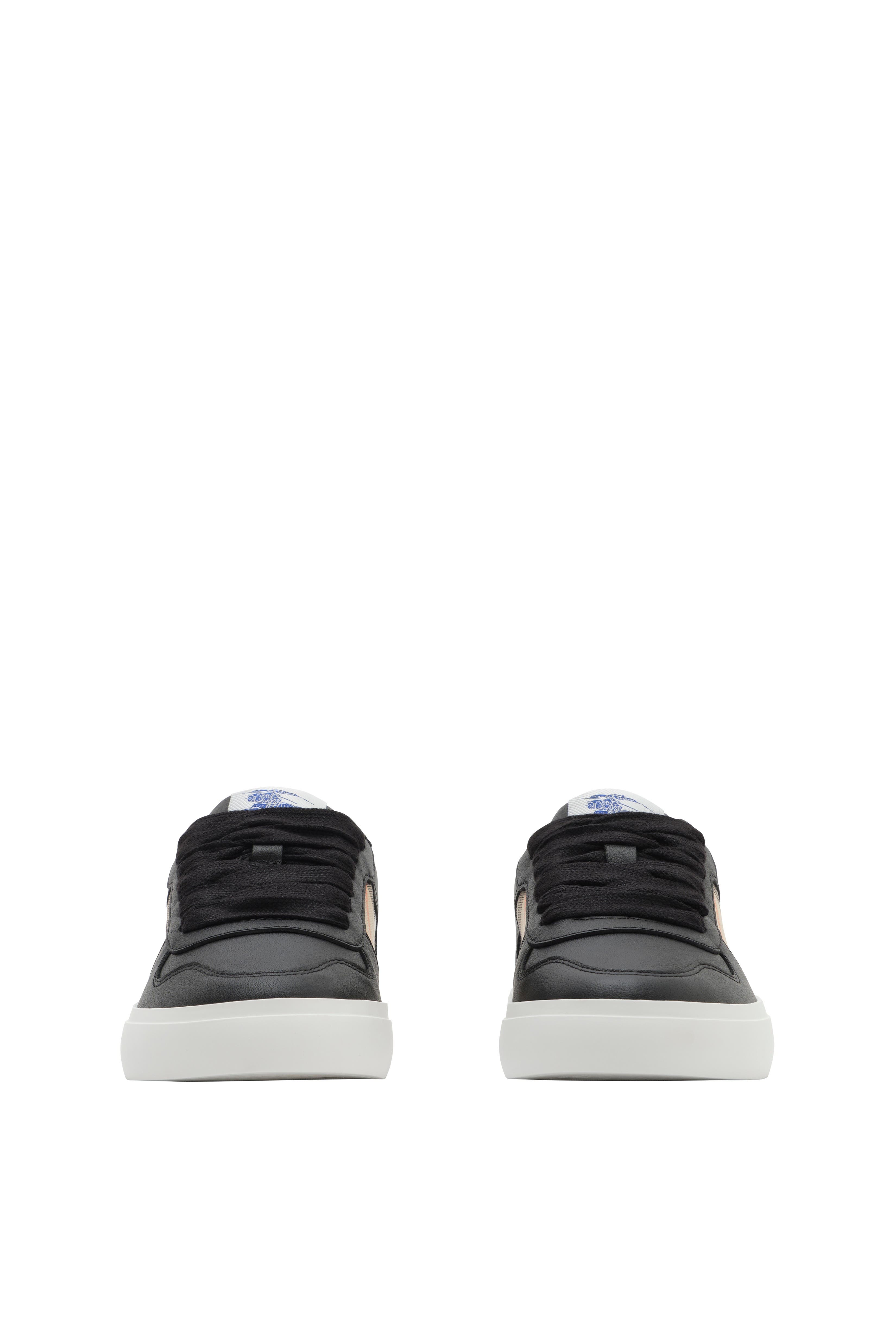 Check and Leather Sneakers, Alternate, color, Black/sand beige