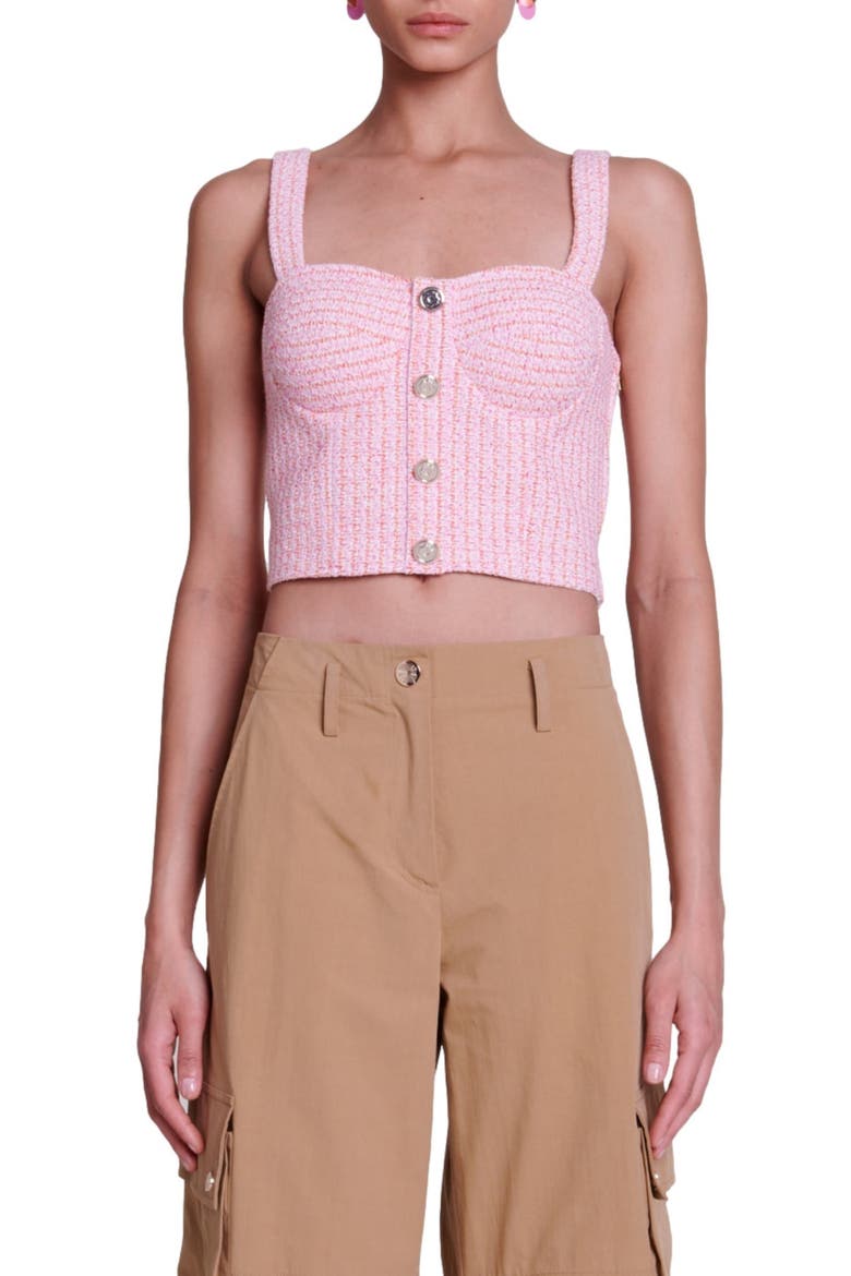 Laradis Tweed Crop Bustier Top, Main, color, PINK / ORANGE