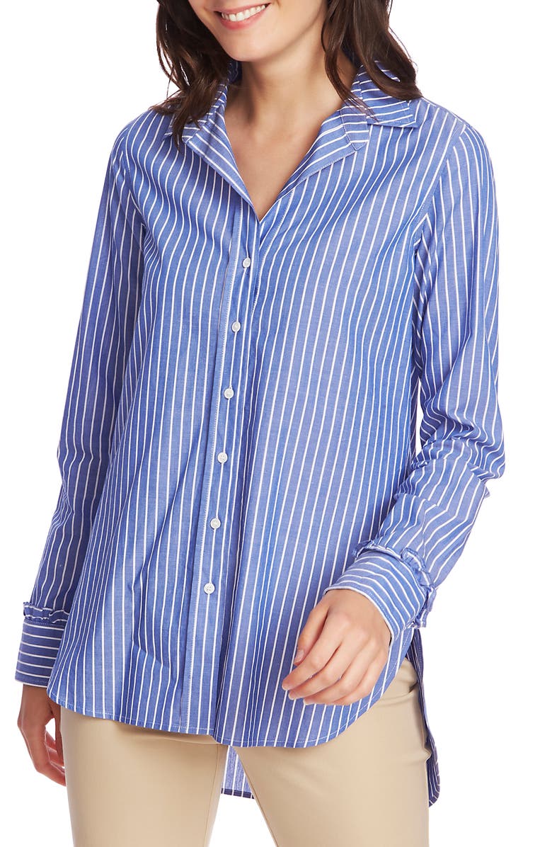 Court & Rowe Ruffle Cuff Stripe Shirt, Main, color,