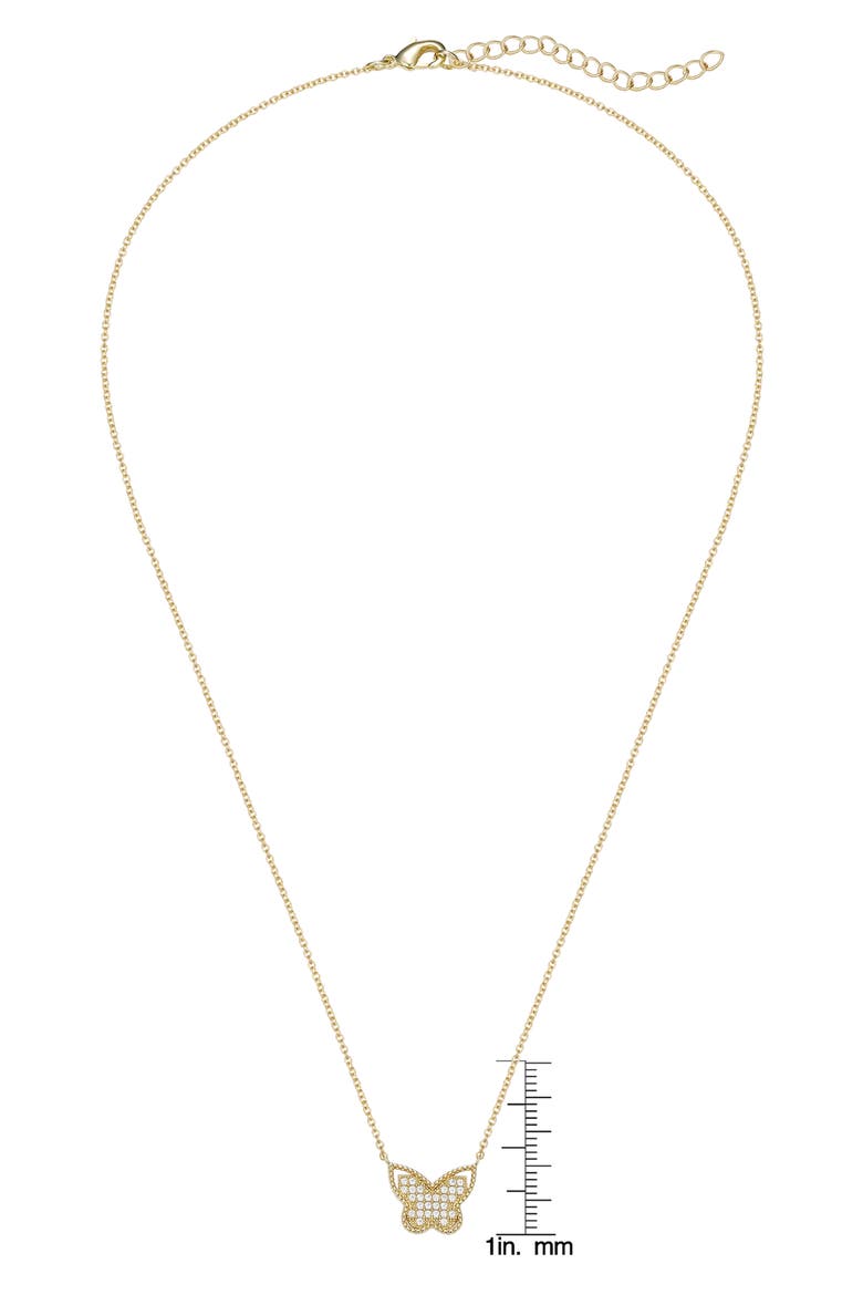 Kids' Cubic Zirconia Butterfly Pendant Necklace, Alternate, color, GOLD