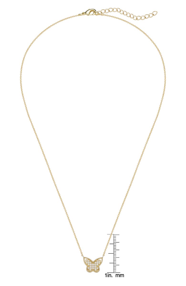 Lily Nily Kids' Cubic Zirconia Butterfly Pendant Necklace, Alternate, color, Gold