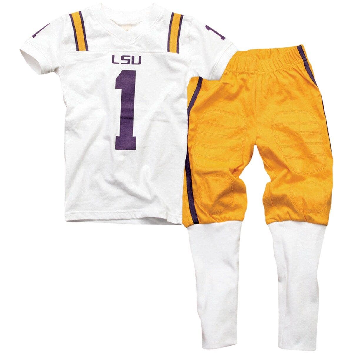 Wes & Willy LSU Tigers Preschool Football Pajama Set - White/Gold ...