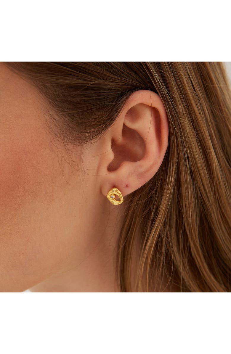 Spero London Dripping Molten Natural Textured Sterling Silver Authentic Earrings, Alternate, color, Gold