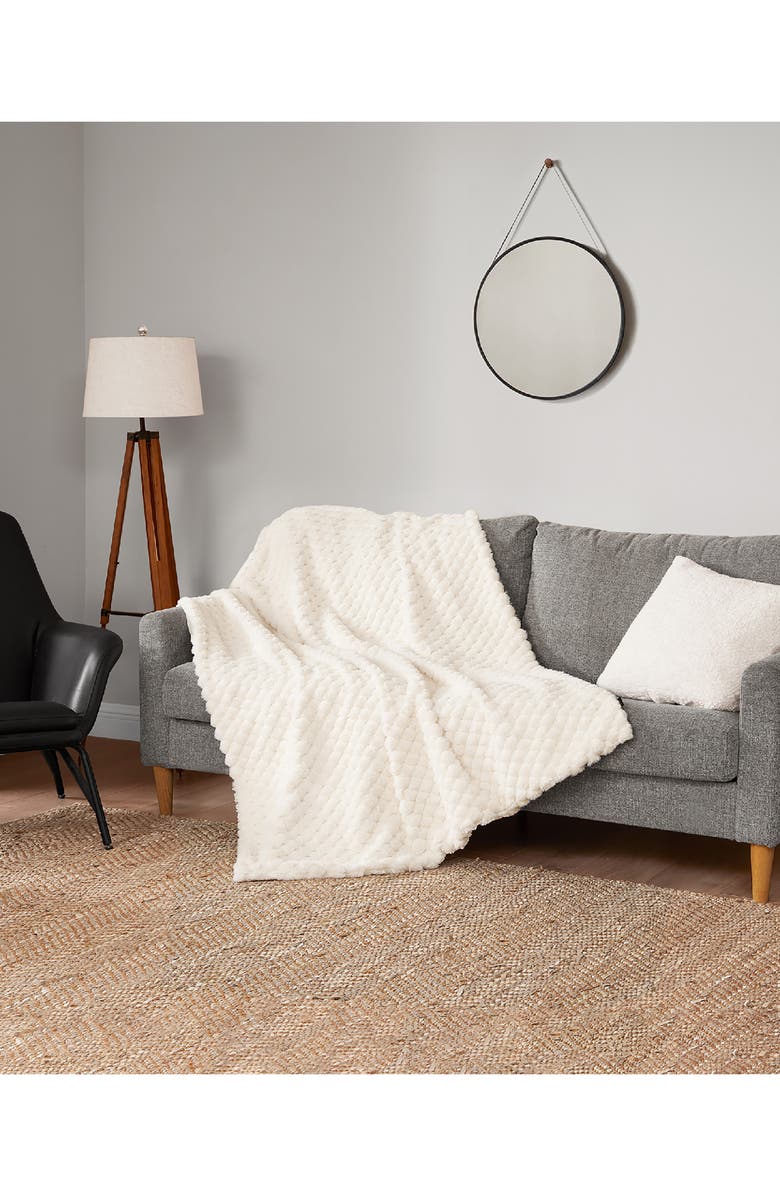 Lucky Brand Textured Faux Fur Throw Blanket, Alternate, color, 