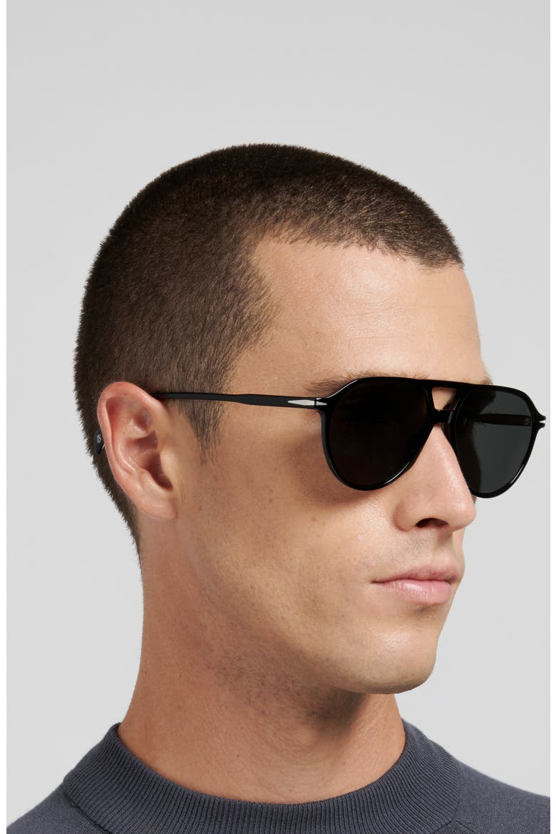 DB 1218/S 56mm Polarized Pilot Sunglasses, Alternate, color, BLACK/ GREY PZ