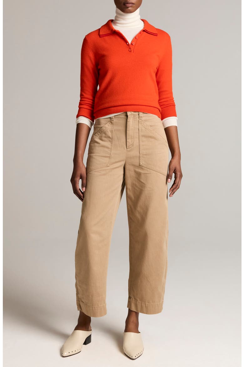 Double Trim Merino Wool & Cashmere Polo Sweater, Alternate, color, CRIMSON/ DK CRIMSON
