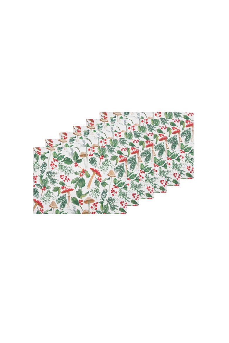 Mushroom Meadow Placemats Set of 6, 14" x 20", Main, color, Green