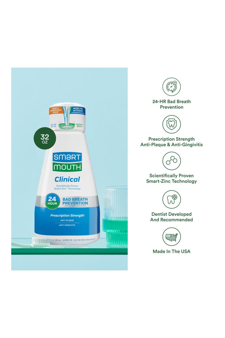Clinical Zinc Activated Anti-Plaque Mouthwash 32 fl oz, Alternate, color, Clean Mint