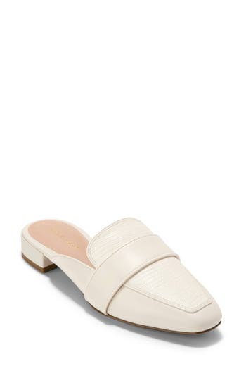 Cole Haan Pasha Mule In Ivory Leather/ivory Lizard