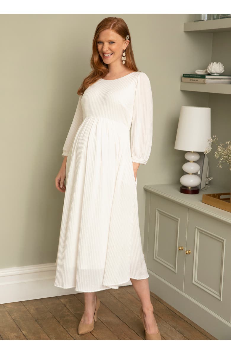 Tiffany Rose Maternity Isla Ribbed Jersey Dress, Alternate, color, Ivory