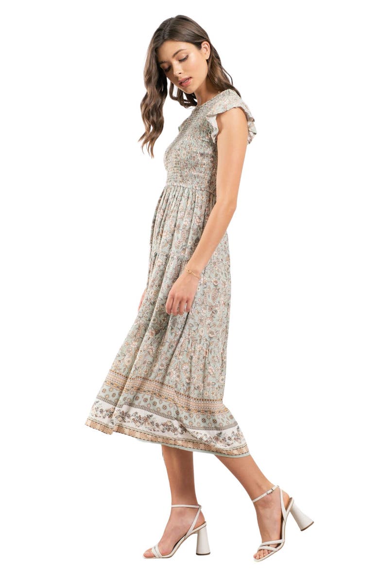 Blu Pepper Floral Border Print Maxi Dress, Alternate, color, 