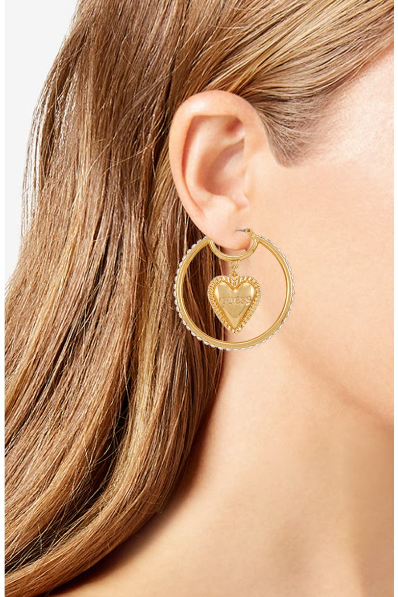 Heart Pavé Hoop Earrings, Alternate, color, GOLD TONE