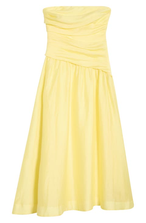 Rumi Ruched Strapless Midi Dress