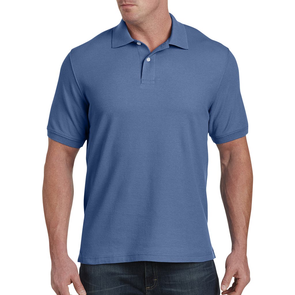 Harbor Bay By Dxl Big & Tall Piqué Polo Shirt In Bijou Blue Heather