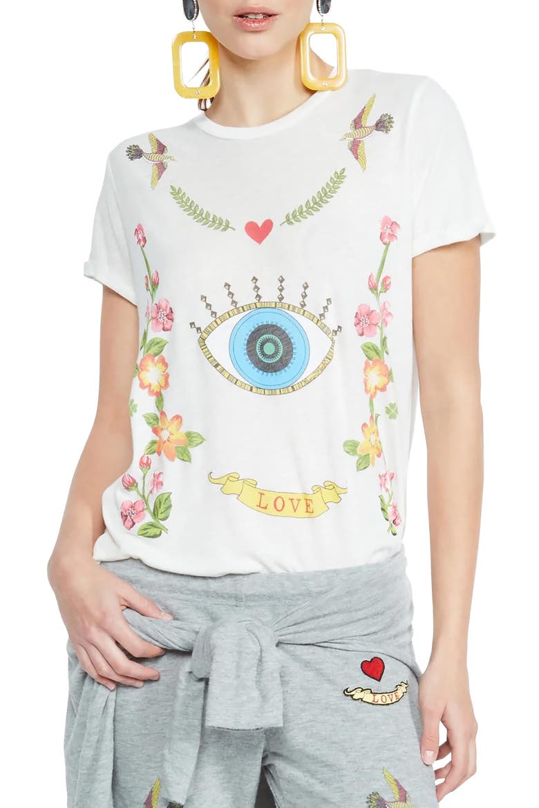Edda Floral Eye Love Top, Alternate, color, Milk