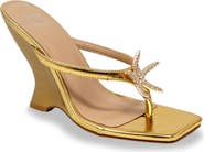 CHASE AND CHLOE Starfish Post Toe Wedge Heel Sandal