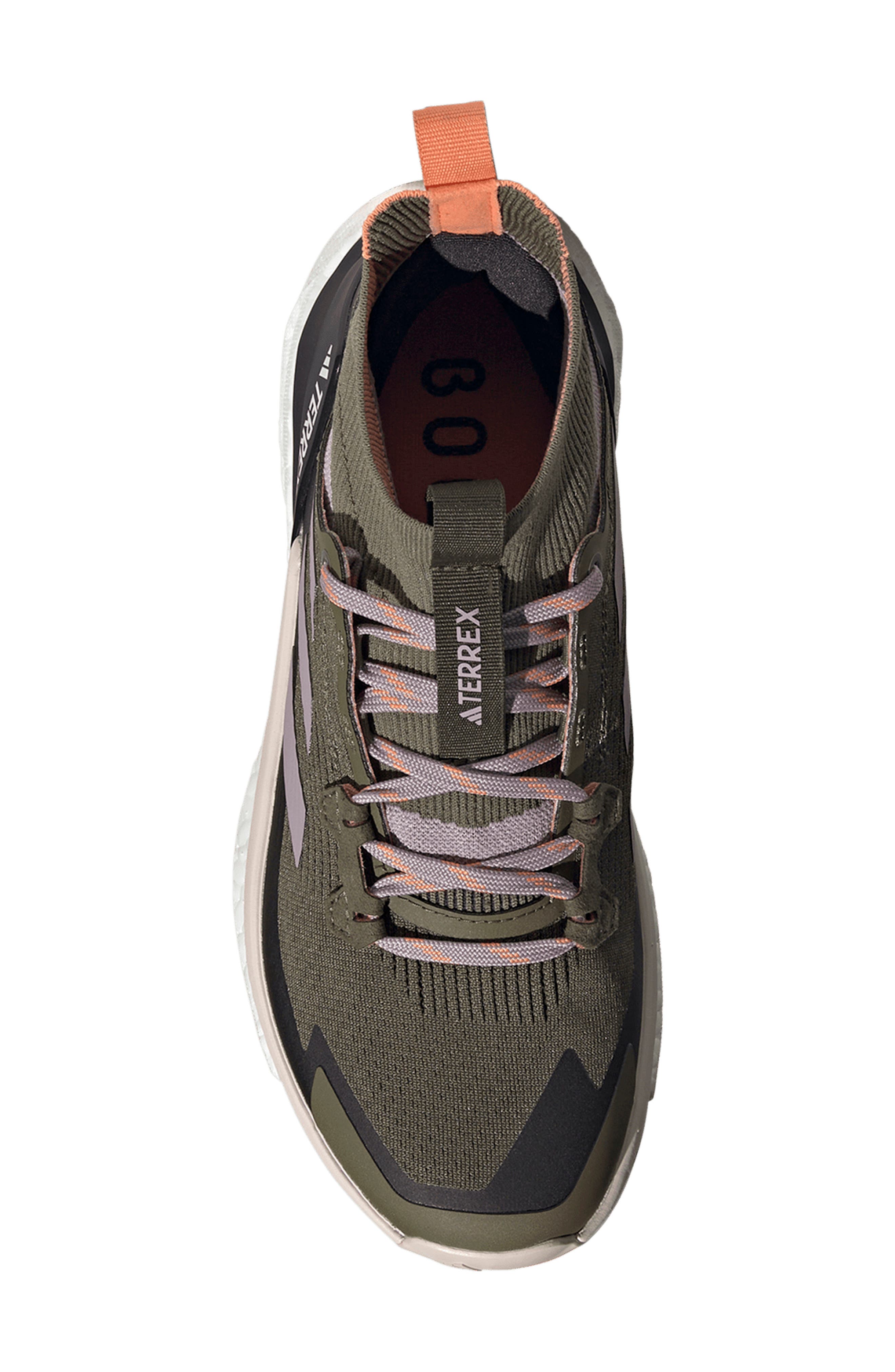 Terrex Free Hiker 2.0 Mid Gore-Tex® Waterproof Hiking Shoe, Alternate, color, OLIVE/FIG/AMBER TINT