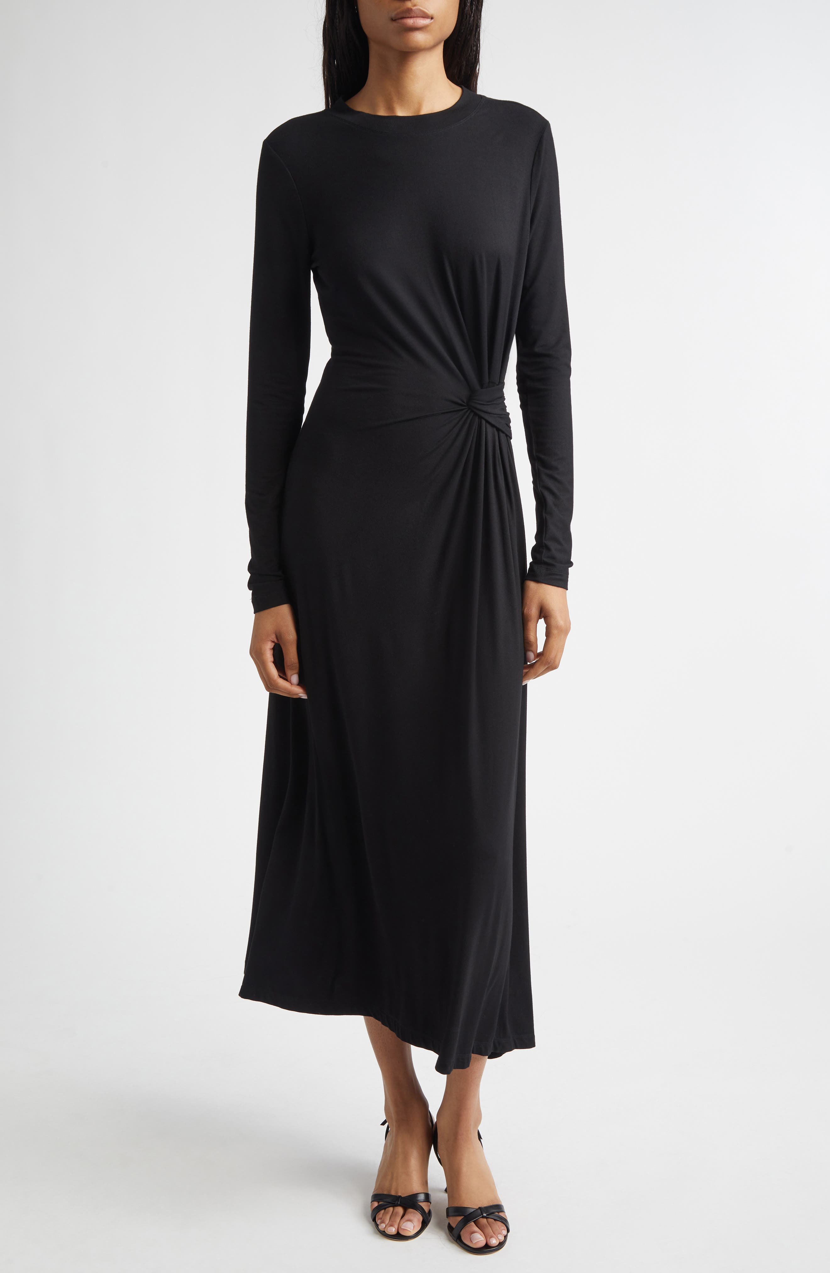 Avise Long Sleeve Twist Detail Jersey Midi Dress
