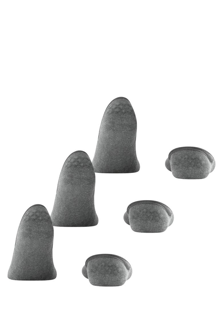 Step Cotton 3-Pack No Show Socks, Alternate, color, Light Grey Melange