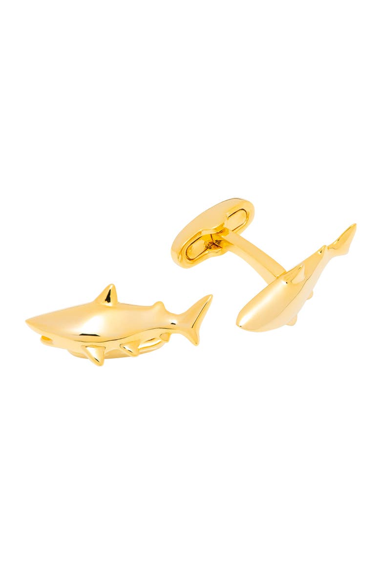 Gold Shark Cufflinks, Main, color, Gold