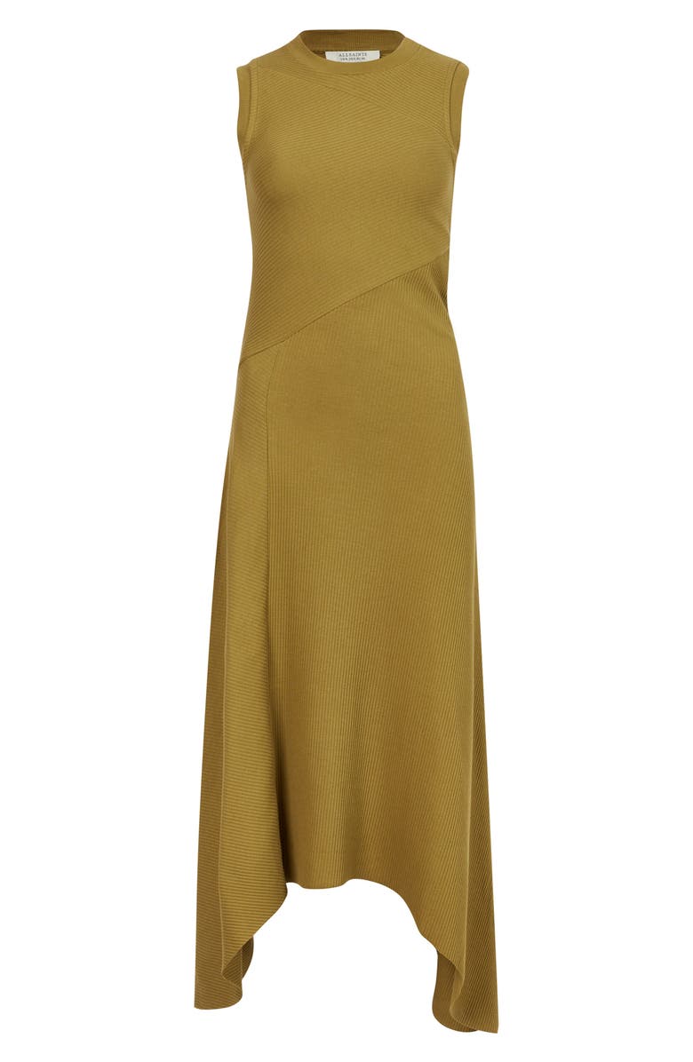AllSaints Gia Sleeveless Rib Maxi Dress, Alternate, color, Olive Branch Green