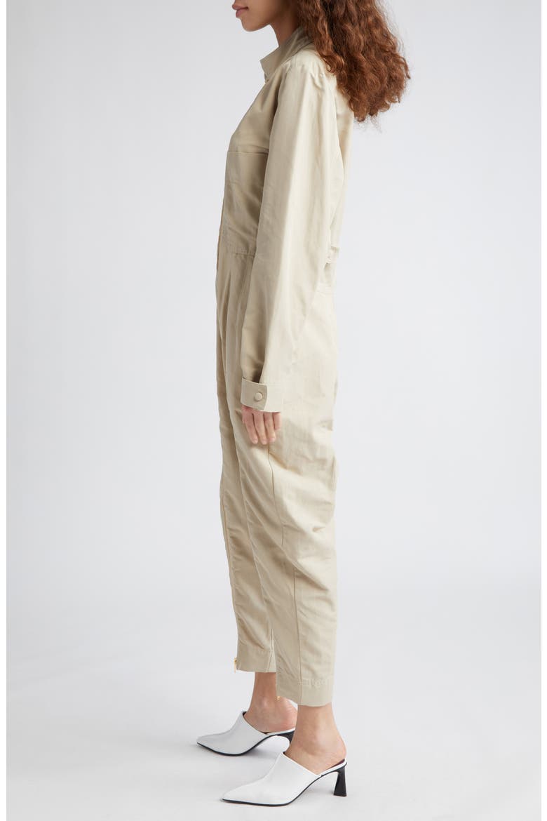 Twin Zipper Long Sleeve Twill Jumpsuit, Alternate, color, 9700 - DESERT BEIGE