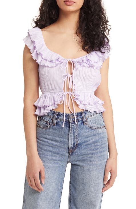 Pintuck Tie Front Crop Top