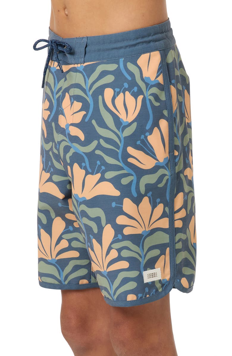 O'Neill Kids' Cruzer Stripe Scallop Board Shorts, Alternate, color, Dark Slate