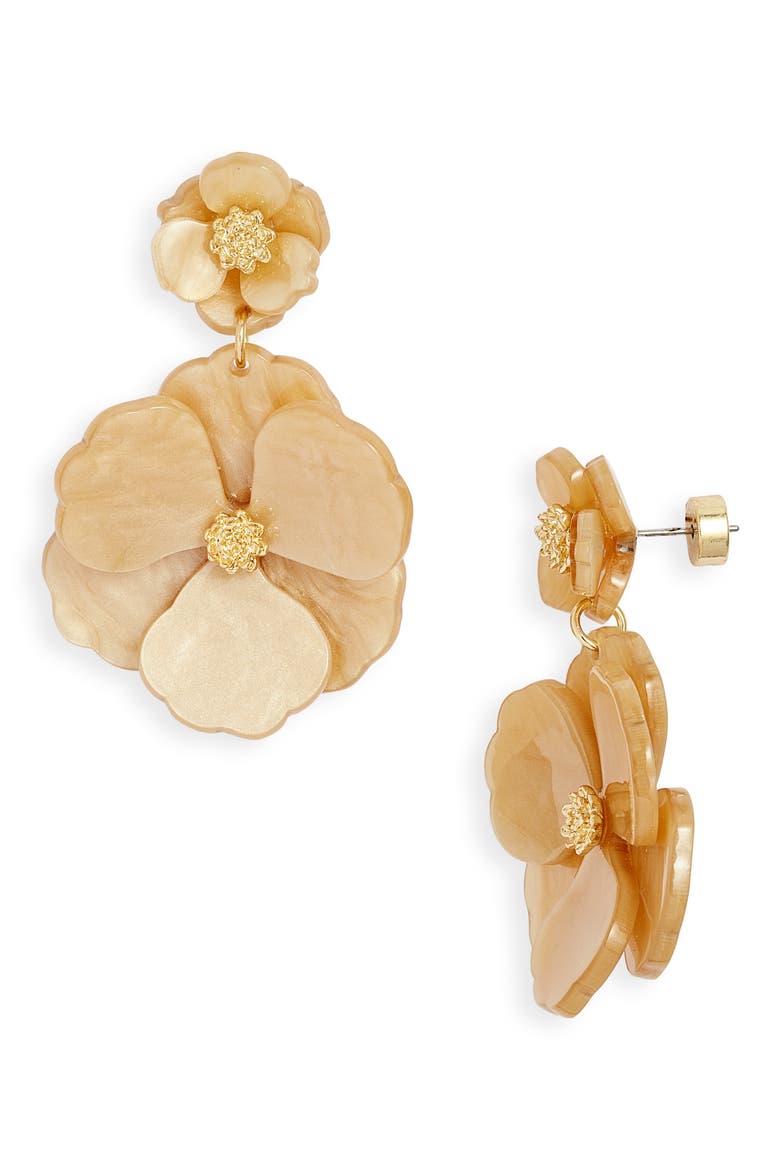Pansy Drop Earrings, Main, color, CHAMPAGNE- GOLD