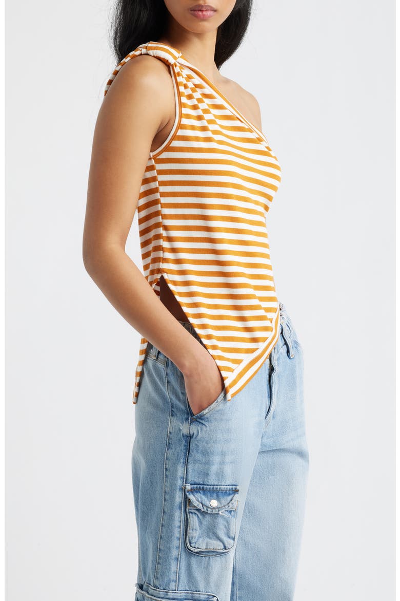Knot My Vibe One-Shoulder Asymmetric Top, Alternate, color, BUTTER PECAN COMBO