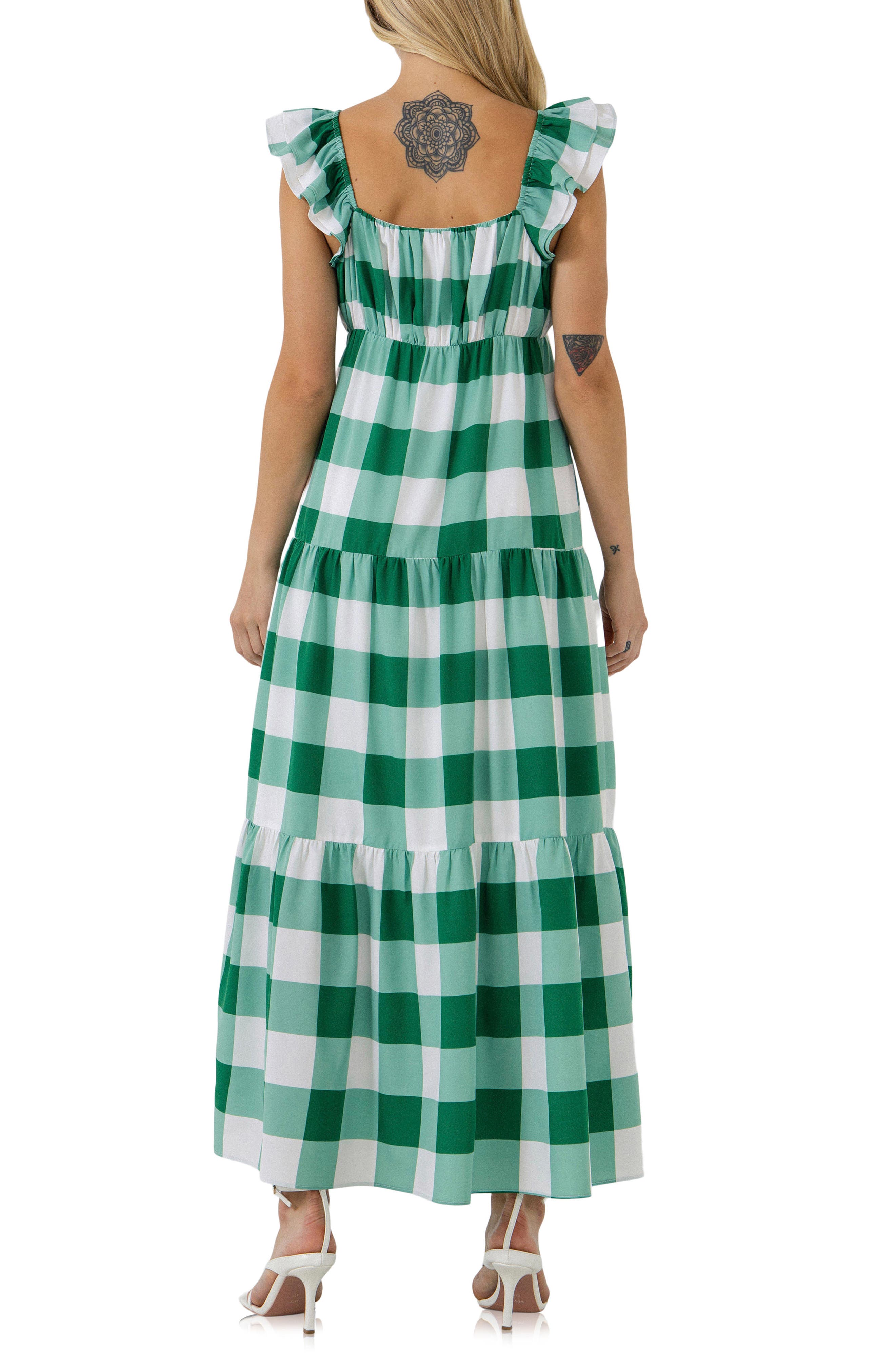 English Factory Gingham Tiered Maxi Dress (Women) | Nordstromrack