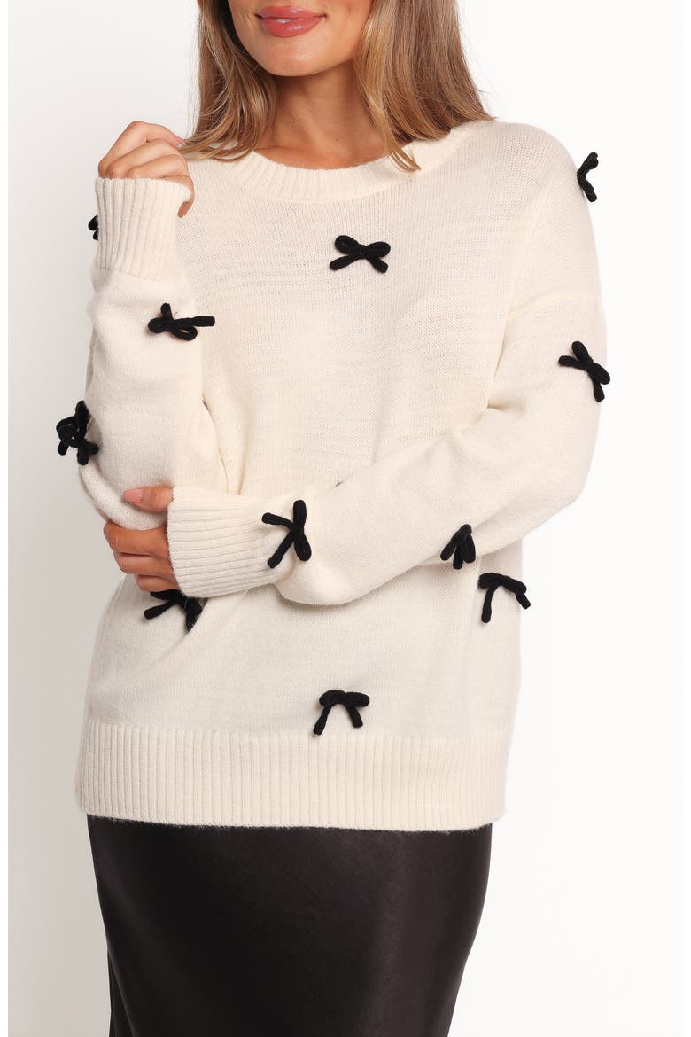 Voss Bow Sweater, Alternate, color, CREAM