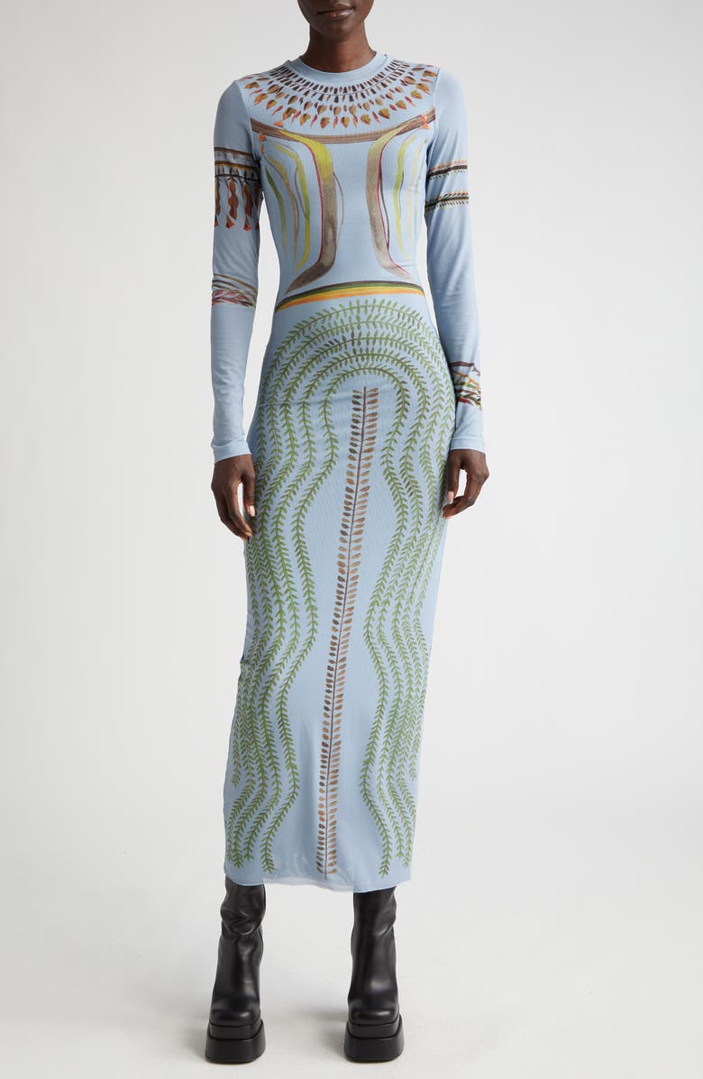 Altuzarra Atalanti Botanical Print Stretch Mesh Dress, Main, color, 