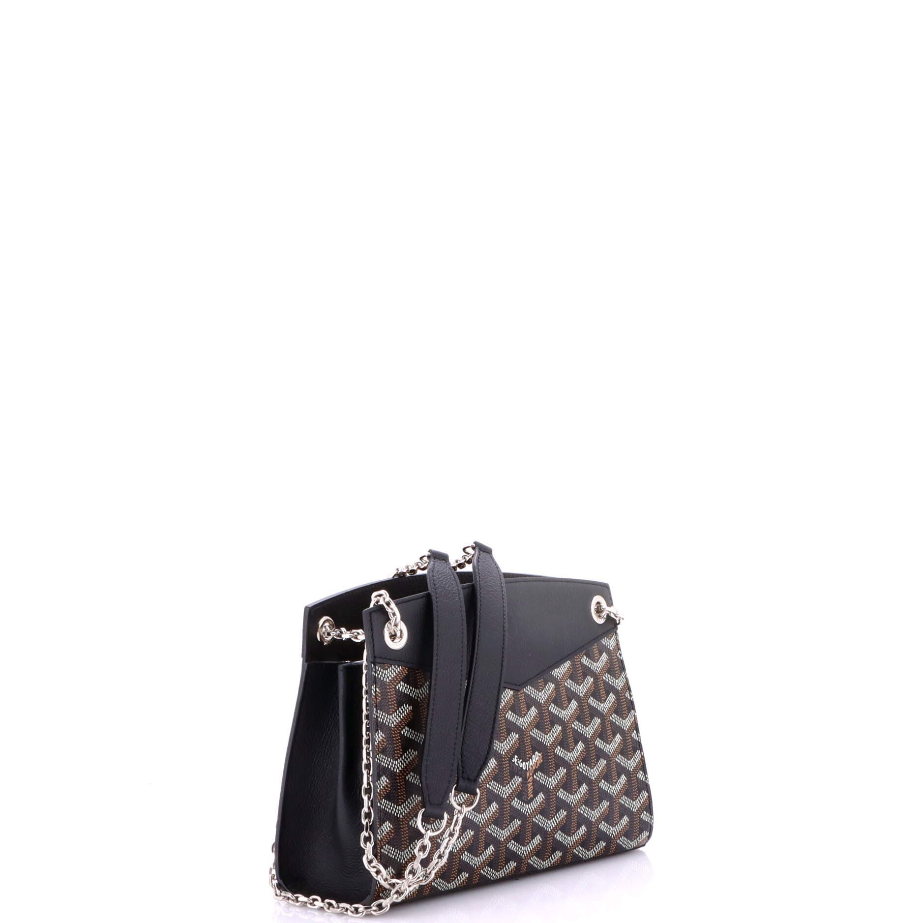 Structured Rouette Chain Shoulder Bag Coated Canvas Mini, Alternate, color, Black