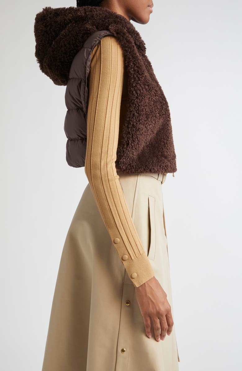 Moncler Teddy Fleece & Quilted Down Vest, Alternate, color, Raisin