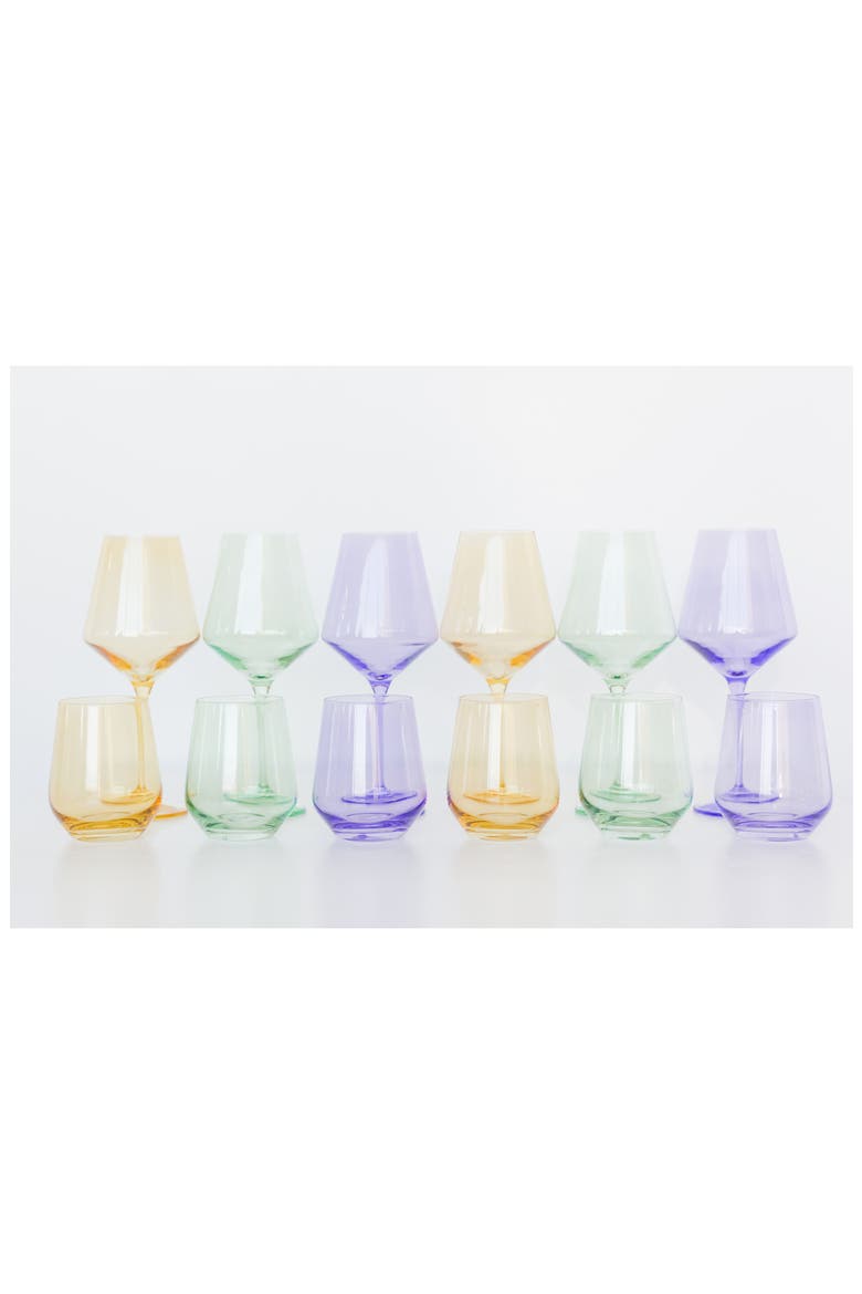 Set of 6 Stemless Wineglasses, Alternate, color, MINT GREEN