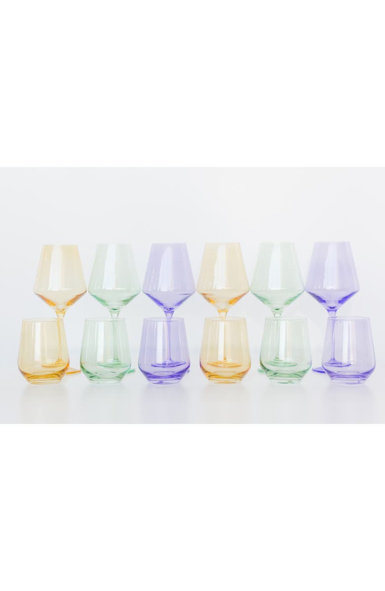 Estelle Colored Glass Set of 6 Stemless Wineglasses, Alternate, color, Lavender