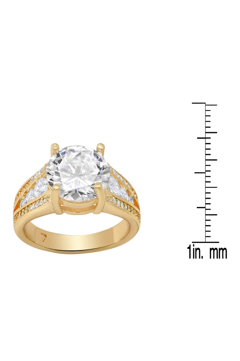 Round Cut Simulated Diamond Pavé Ring, Alternate, color, GOLD