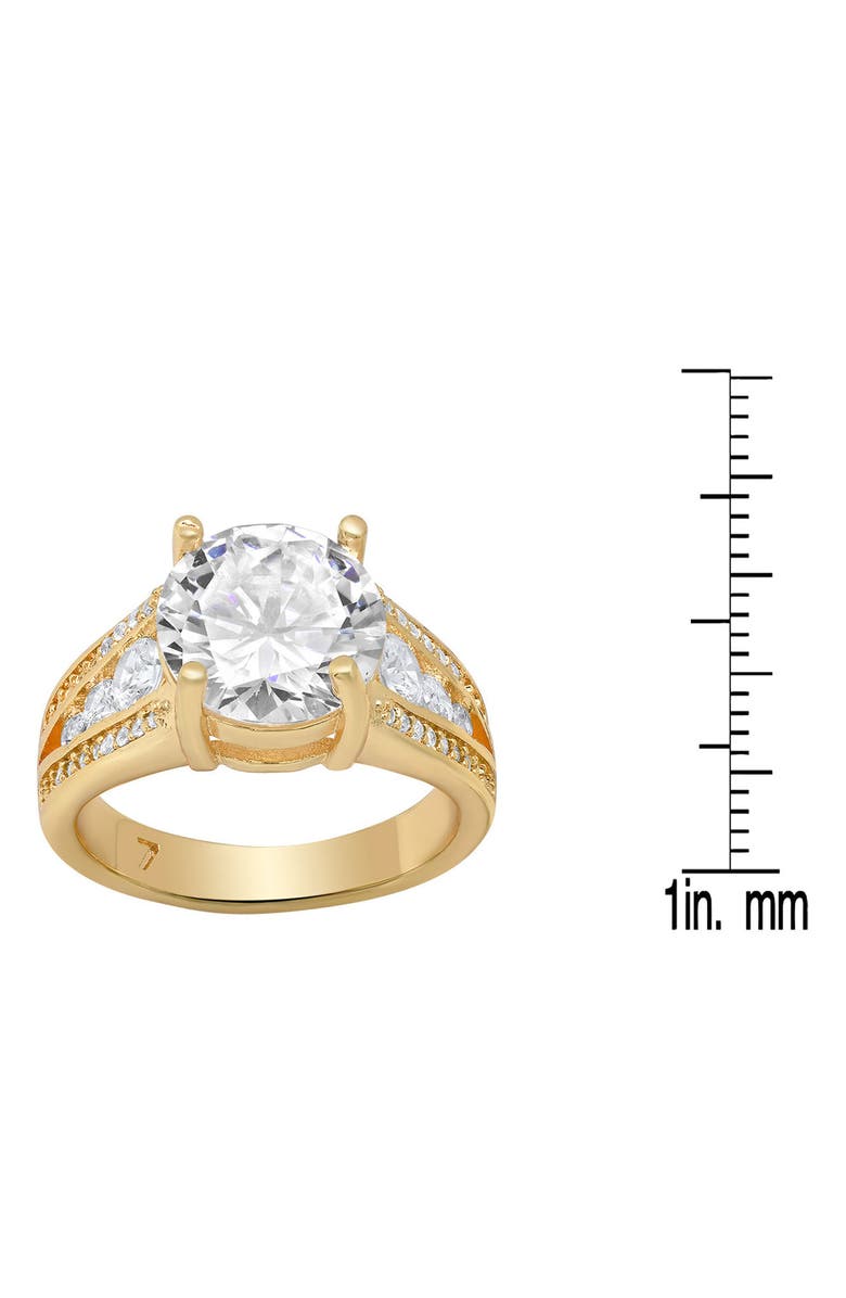 HMY JEWELRY Round Cut Simulated Diamond Pavé Ring, Alternate, color, Gold