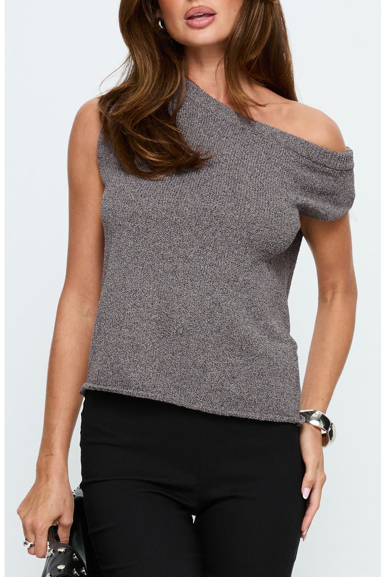 Ashfield One-Shoulder Knit Top, Main, color, DARK GREY