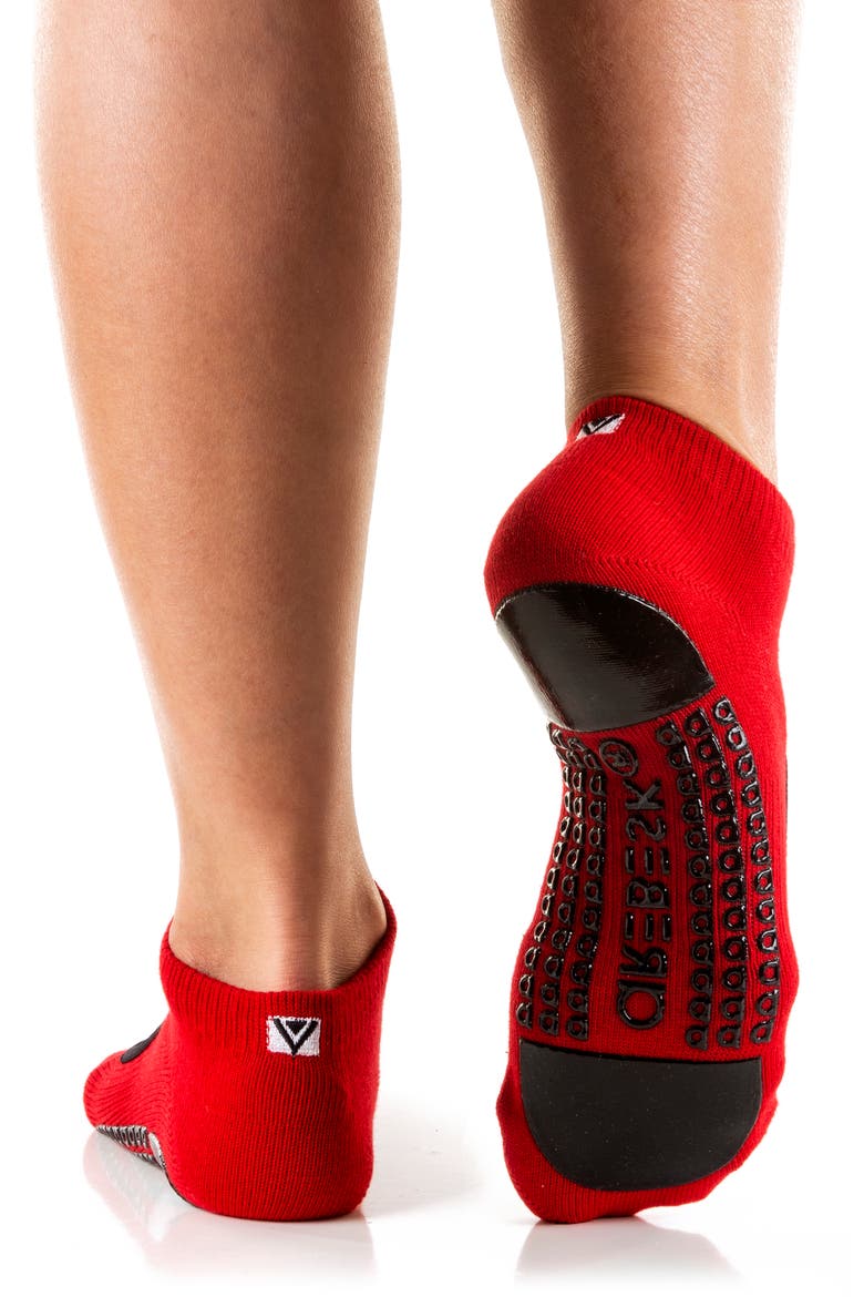 Fishnet Assorted 2-Pack Closed Toe Ankle Socks, Alternate, color, BLACK - RED